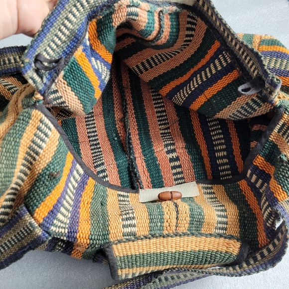 Boho Hippie Woven Duffel Bag Beach Tote Striped Multicolor - Picture 14 of 16